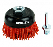 кордщётка чашеобразная (абразивный нейлон 1.2 мм, p80, д. 75 мм, гайка м14 + 6 мм) berger bg1746, купить metabo, купить husqvarna, купить bosch, купить makita, купить hitachi, купить hikoki, купить oregon, купить stihl