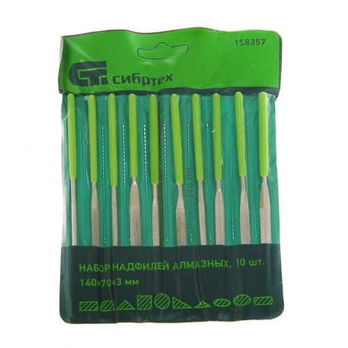 набор надфилей алмазных 140х70х3, 10 шт.// сибртех, купить metabo, купить husqvarna, купить bosch, купить makita, купить hitachi, купить hikoki, купить oregon, купить stihl