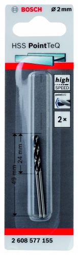 спиральное сверло   pointtec 2.0mm 2шт, купить metabo, купить husqvarna, купить bosch, купить makita, купить hitachi, купить hikoki, купить oregon, купить stihl