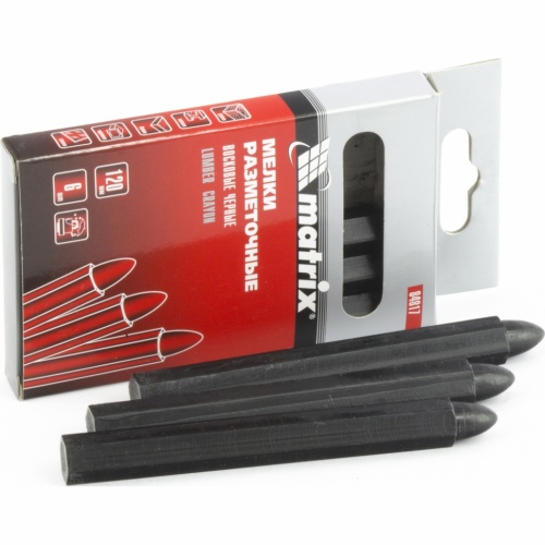 мелки разметочные восковые черные, 120мм, коробка 6шт.// matrix, купить metabo, купить husqvarna, купить bosch, купить makita, купить hitachi, купить hikoki, купить oregon, купить stihl