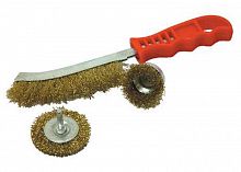 набор щеток для дрели, matri 3 шт., 1 плоская, 65 мм , 50 мм "чашка", ручная металлическая // matrix, купить metabo, купить husqvarna, купить bosch, купить makita, купить hitachi, купить hikoki, купить oregon, купить stihl