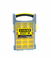 stayer  rocket-15, 280 x 320 x 50 мм, (11"), пластиковый органайзер с 15 съемными лотками (2-38031), купить metabo, купить husqvarna, купить bosch, купить makita, купить hitachi, купить hikoki, купить oregon, купить stihl