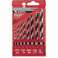 набор сверл по дереву,3-4-5-6-7-8-9-10 мм, 8шт., цилиндр. хвостовик, пластиковый кейс// matrix, купить metabo, купить husqvarna, купить bosch, купить makita, купить hitachi, купить hikoki, купить oregon, купить stihl