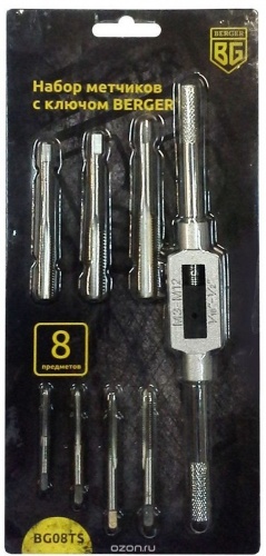 Набор метчиков с ключом 8 предметов BERGER BG08TS — купить в интернет-магазине amurinstrument.ru с доставкой по #WF_CITY_DAT# | Каталог с характеристиками и ценами набор метчиков с ключом 8 предметов berger bg08ts, купить metabo, купить husqvarna, купить bosch, купить makita, купить hitachi, купить hikoki, купить oregon, купить stihl